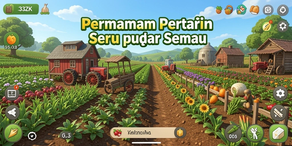 Tampilan gameplay <strong>33ZK</strong> dengan aktivitas bertani yang menarik.