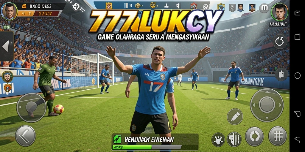 Tampilan utama gameplay 777LUKCY yang penuh aksi olahraga.