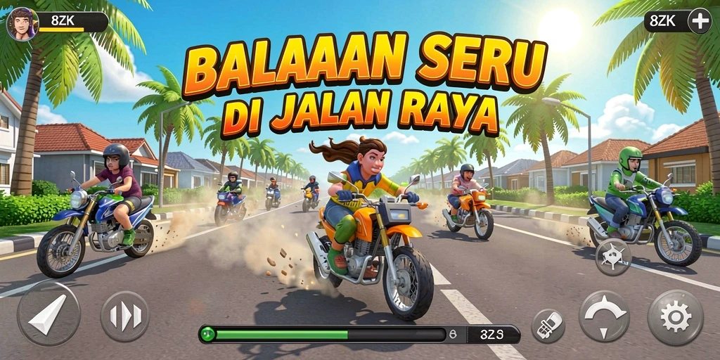 Gameplay menegangkan dari 8ZK di trek balap yang seru.