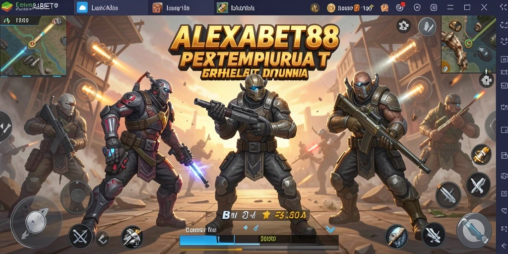 Screenshot utama ALEXABET88 dengan aksi seru dalam gameplay Battle Royale.