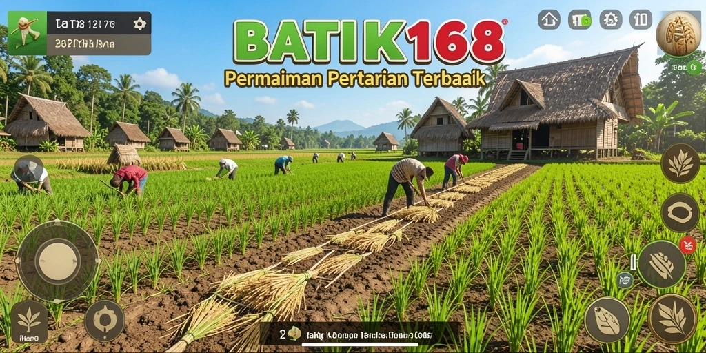 Tampilan gameplay <strong>BATIK168</strong> yang menawan dan menampilkan aktivitas bercocok tanam.