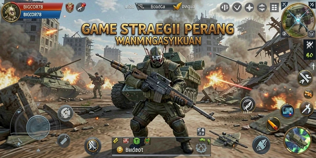 Tangkapan layar utama menunjukkan aksi pertempuran seru di BIGCOR78.
