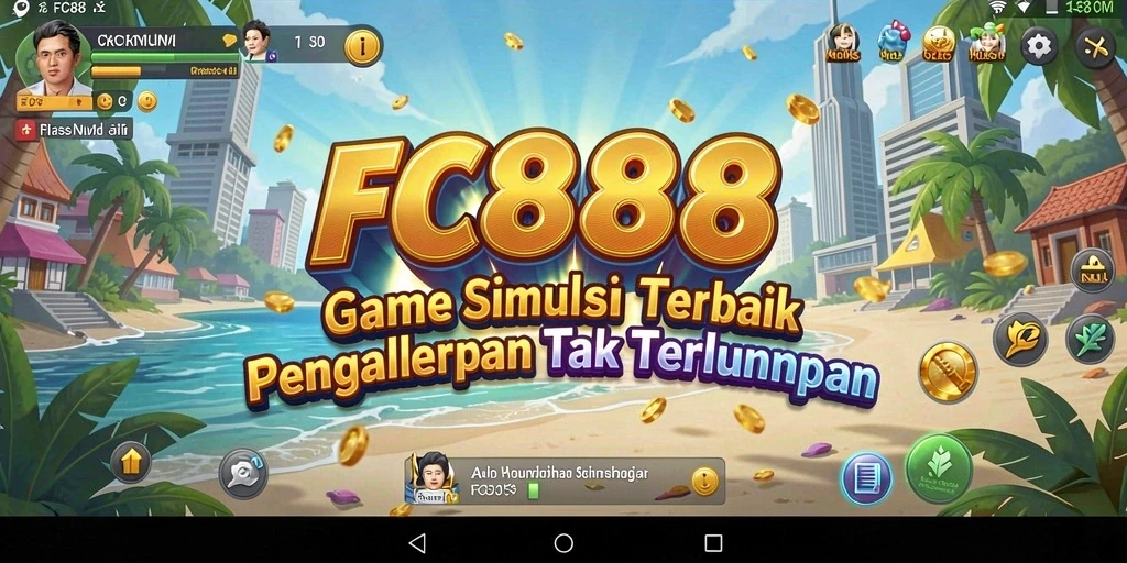 Screenshot utama FC888 menampilkan gameplay simulasi yang mendebarkan.