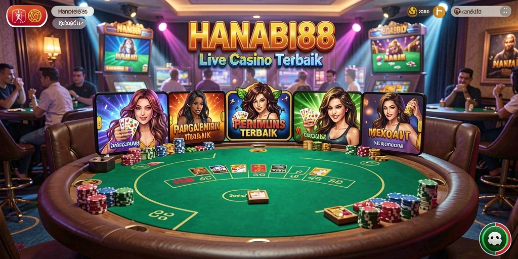 Tampilan gameplay menarik dari HANABI88 yang menunjukkan dealer langsung.