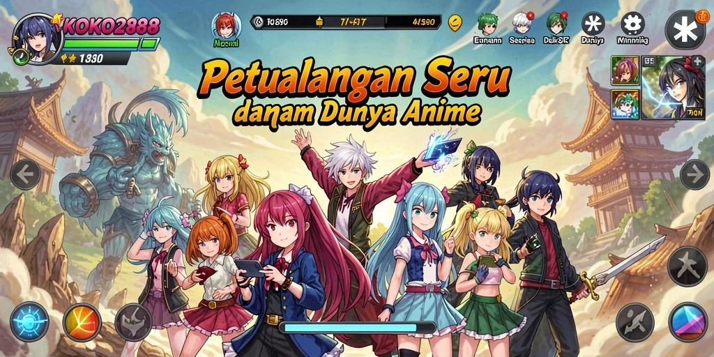 Screenshot gameplay KOKO288 menampilkan karakter anime dalam aksi seru.