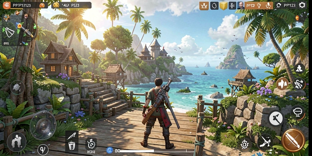 Tampilan gameplay PP123 dalam dunia terbuka yang luas.