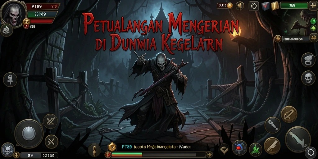 Screenshot utama PT89 menunjukkan suasana mencekam di lingkungan Horror.