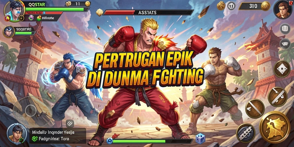Screenshot menunjukkan aksi seru dalam pertarungan karakter di QQSTAR.