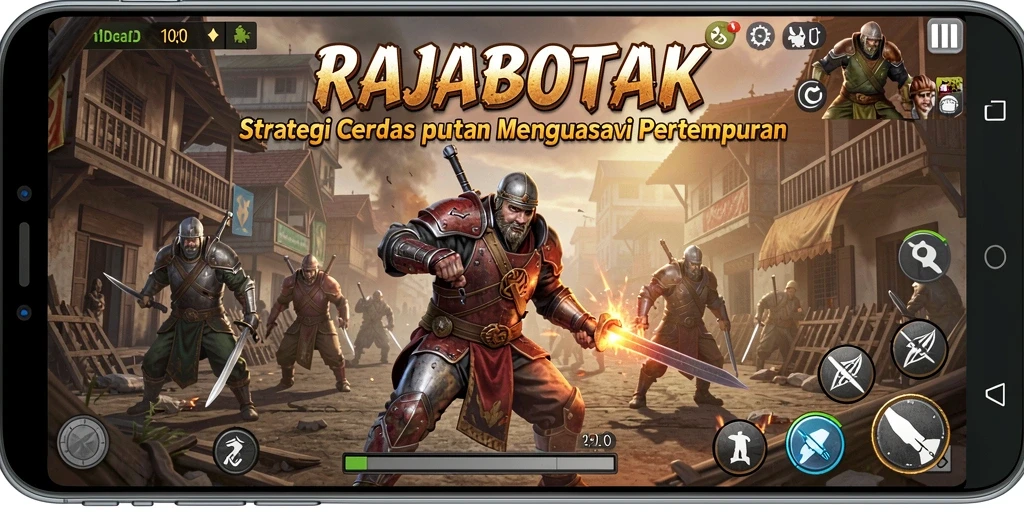 Screenshot gameplay RAJABOTAK yang menunjukkan aksi strategis di medan perang.
