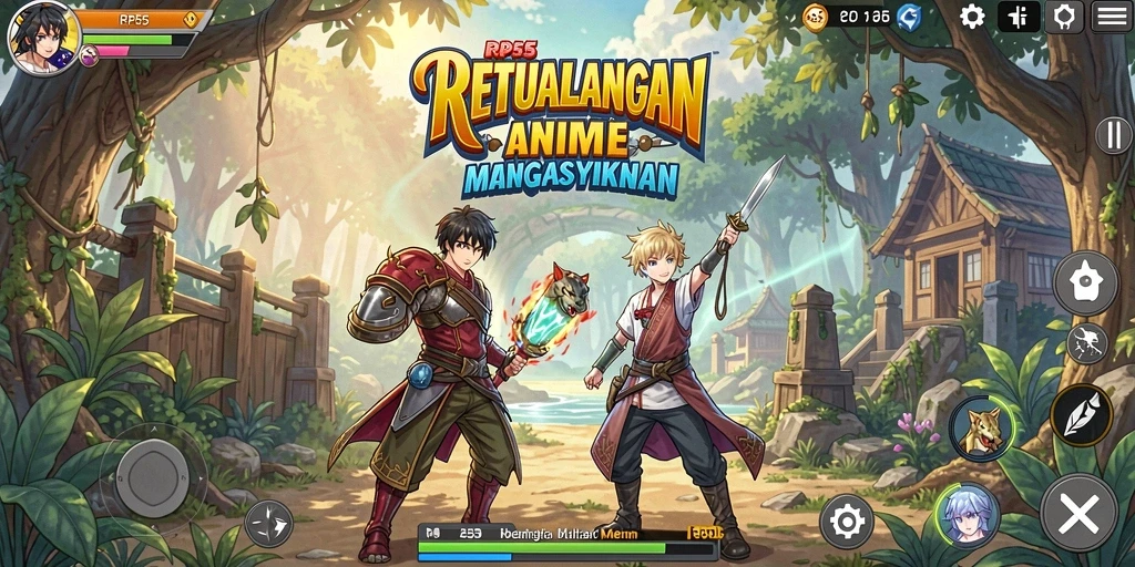 Tampilan gameplay seru dengan karakter Anime yang menawan.