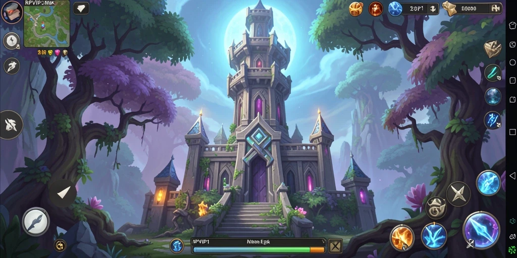 Screenshot gameplay RPVIP1 yang menunjukkan pertahanan menara yang strategis.