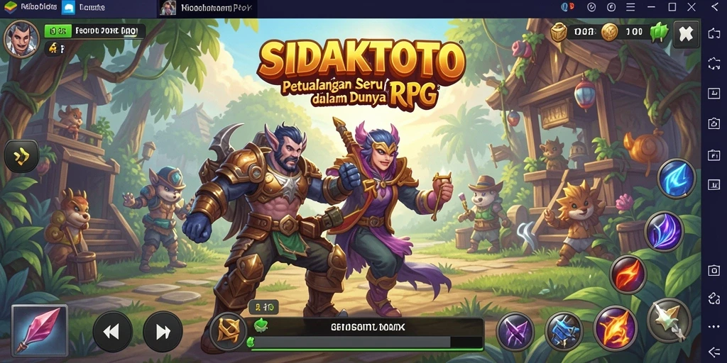 Screenshot gameplay SIDAKTOTO menampilkan karakter beraksi dalam petualangan RPG.