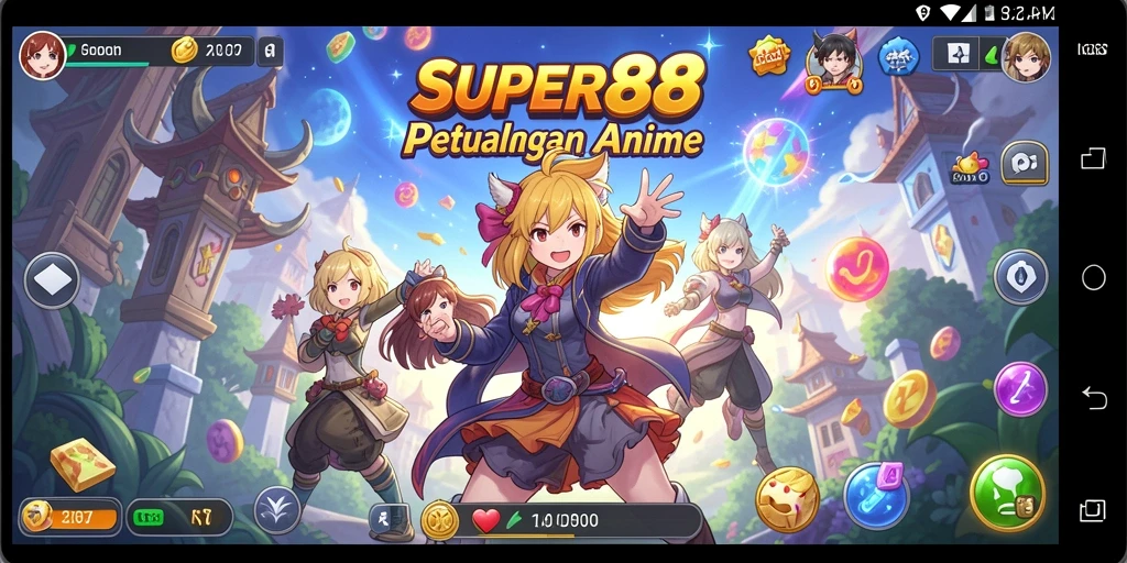 Tampilan gameplay menarik di game Anime SUPER88 yang penuh warna.