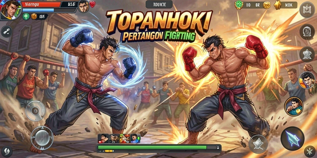 Screenshot menunjukkan aksi pertarungan intens di TOPANHOKI.