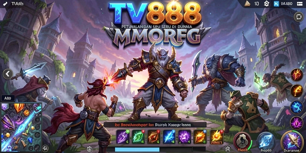 Screenshot gameplay TV888 yang memperlihatkan petualangan seru di dunia MMORPG.